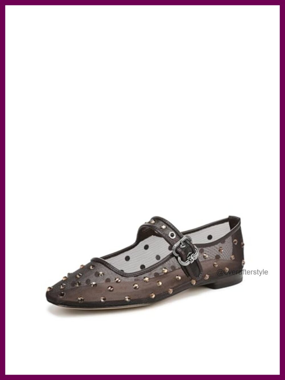 Michaela Mesh Ballet Flats Square Toe Buckle Casual Work